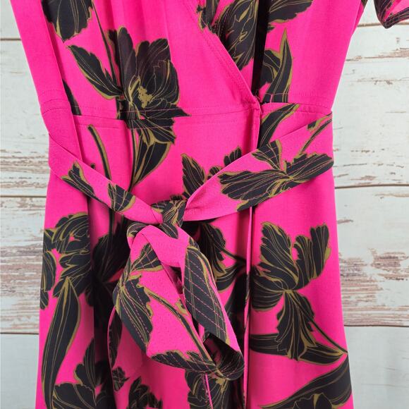 A.L.C ALC Cora Wrap Dress Silk Hot Pink Floral Size 4 - Picture 6 of 10
